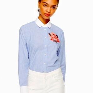 Broome Street - Kate Spade blue& white pinstripe button down - size XL